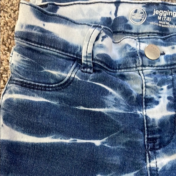 Wonder Nation Blue and White Tie-Dye Kids Jegging Jeans - Picture 2 of 7